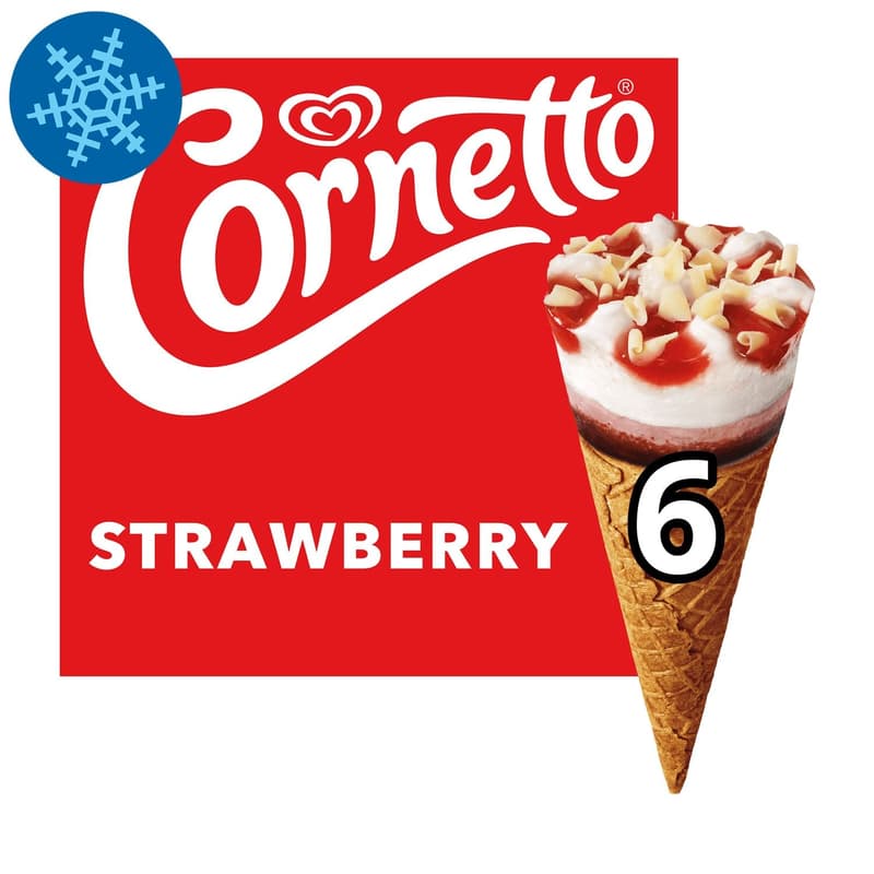 CORNETTO Multipack Funnel Ice Cream Strawberry 6x90ml