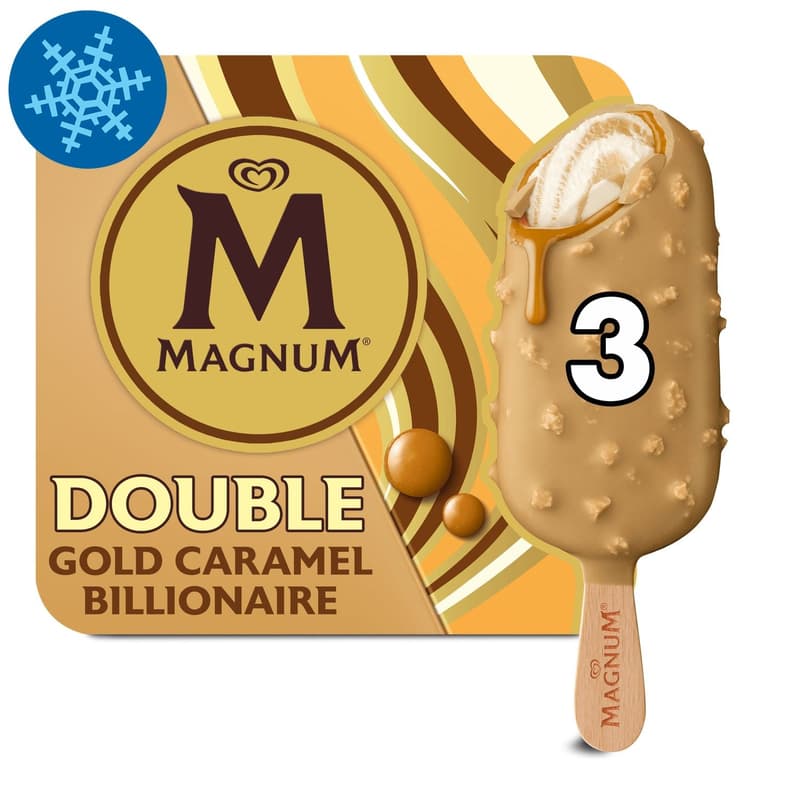 MAGNUM Multipack Ice Cream Double Gold Caramel Billionaire 3x85ml
