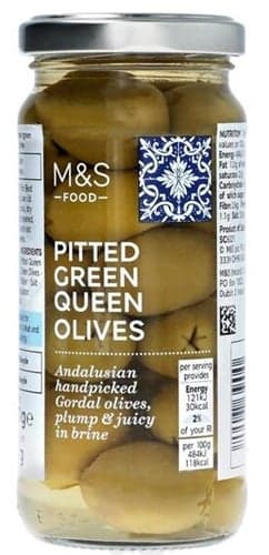 Marks & Spencer Food Pitted Green Queen Olives 230g