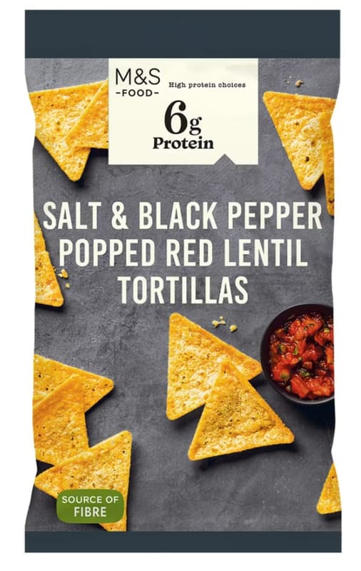 Marks & Spencer Lencselisztből készült tortillák tengeri sóval és fekete borssal fűszerezve