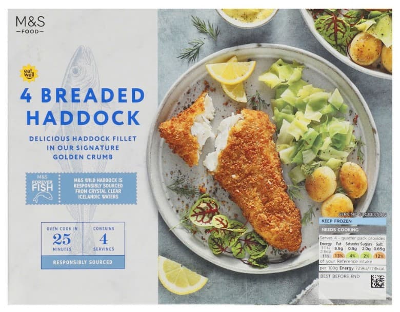 Marks & Spencer 4db foltos tőkehal filé zsemlemorzsa panírban