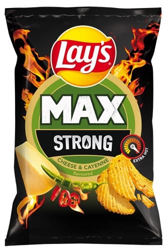 Lay's Strong Cayenne & Cheese - Sajt és csípőspaprika ízű burgonyachips