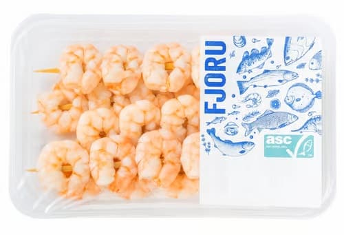 FJORU ASC Boiled peeled prawns on a stick 36/40