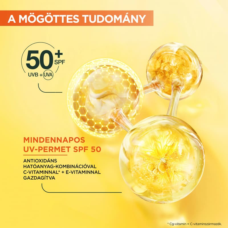 Garnier Vitamin C+ Ragyogásfokozó SPF 50+ láthatatlan, smink fölé is használható arcpermet