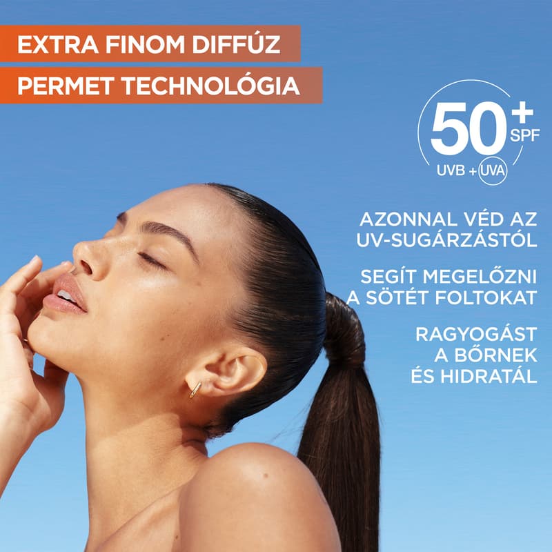 Garnier Vitamin C+ Ragyogásfokozó SPF 50+ láthatatlan, smink fölé is használható arcpermet