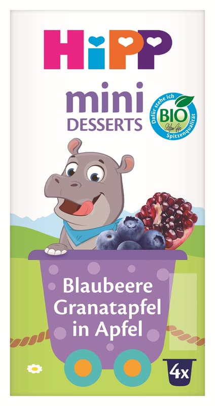 Hipp BIO Blueberry-pomegranate in apple, from 6 months