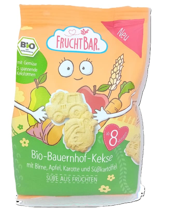 FruchtBar - Organic Farm Biscuits with Pear, Apple, Carrot and Sweet Potato 8 months/100g
