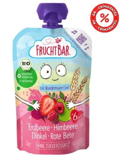 FruchtBar - Pouch Strawberries, Raspberries, Spelt and Beetroot 6 months and over 6months/100g