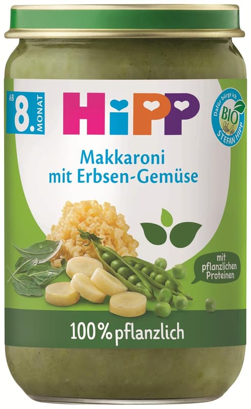 Hipp BIO Macaroni with mild pea stew, from 8 months