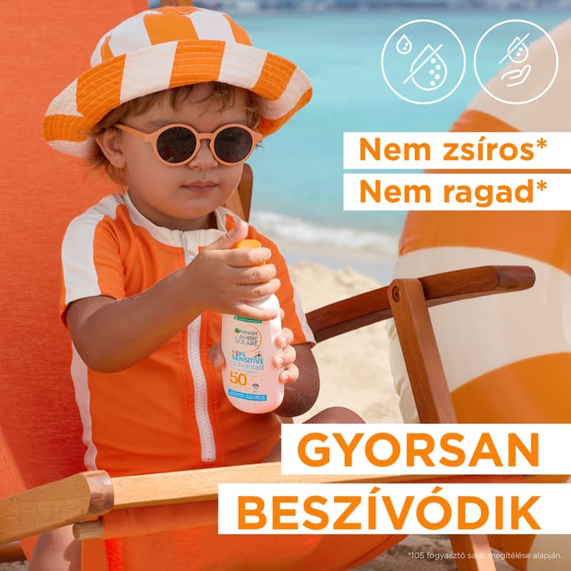 Garnier Ambre Solaire napvédő spray nagyon magas védelemmel SPF50+ gyerekek érzékeny bőrére