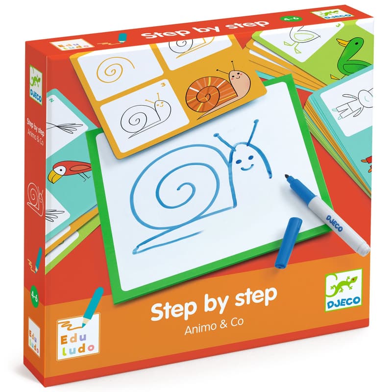Djeco Rajzolás lépésről lépésre - Állatok - Step by step Animals and Co