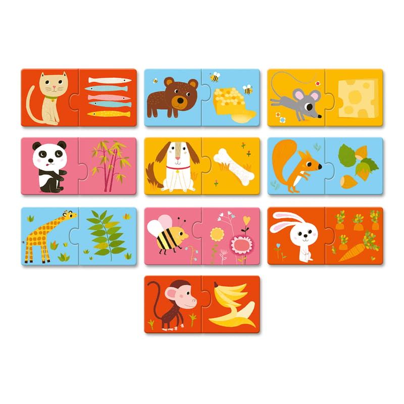 Djeco Párosító puzzle - Ki mit eszik?, 20 db-os - Dinner's ready!