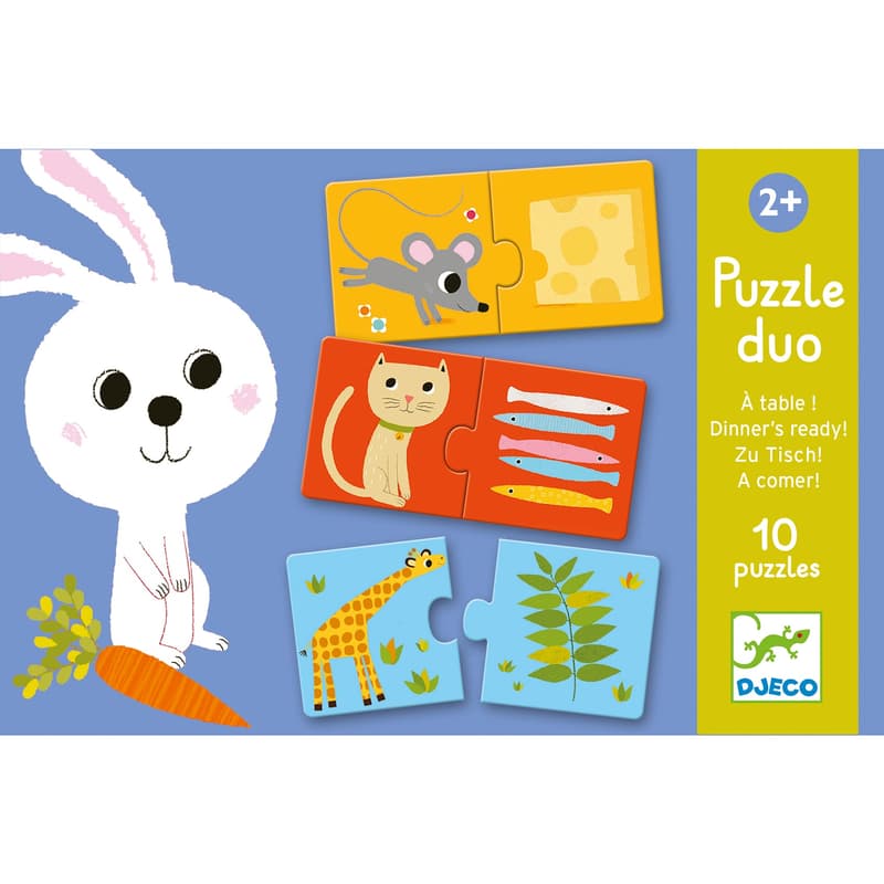 Djeco Párosító puzzle - Ki mit eszik?, 20 db-os - Dinner's ready!