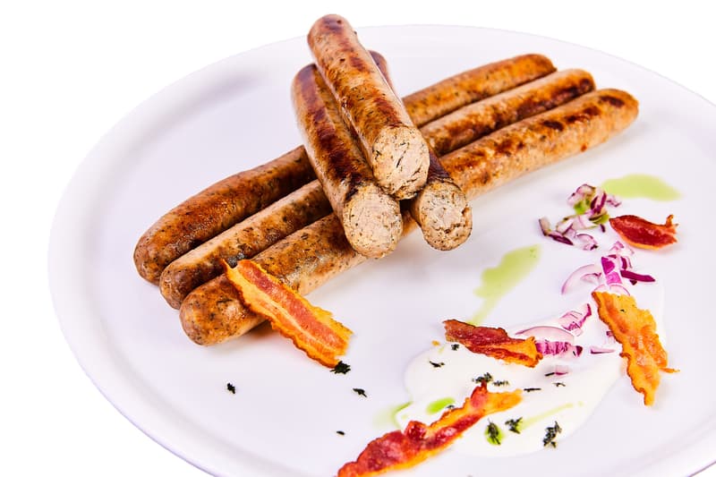 Grilled sausage with sheep curd sous vide