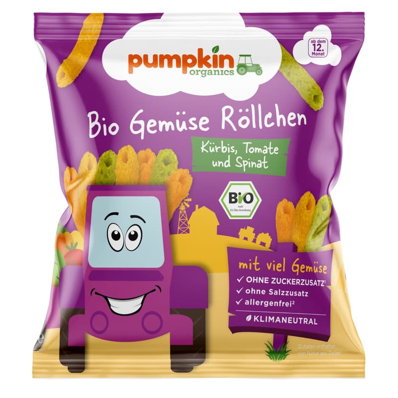 Pumpkin Organics Bio Veggie Rolls with Pumpkin Tomatoes and Spinat 12m+