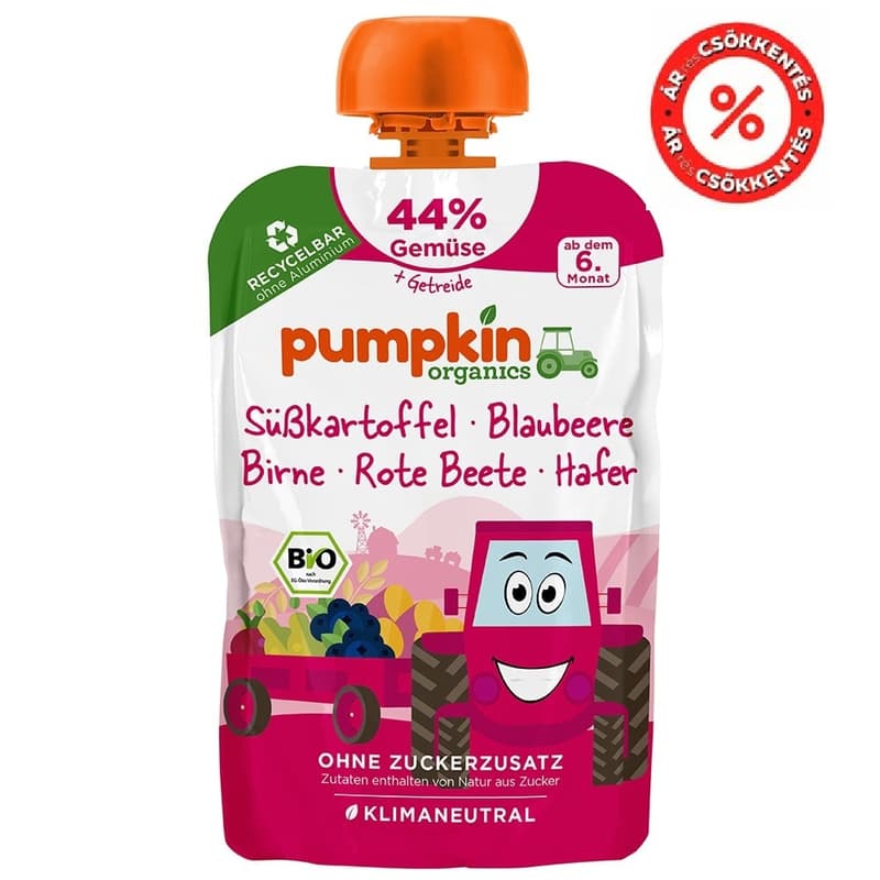 Pumpkin Organics Bio Vegetable Puree from Sweet Potato and Red Beets with Blueberries and Oats 6m+