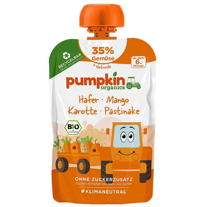 Pumpkin Organics Bio Vegetable Puree Mango, Carrot, Parsnip, Oats 6m+