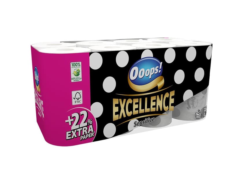 Ooops! Excellence Limited Edition toalett papír 16 tekercses 3 rétegű