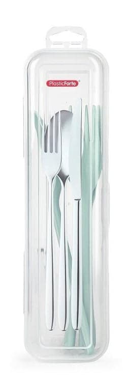 Plastic Forte 3 db-os Műanyag evőeszköz szett tartóban