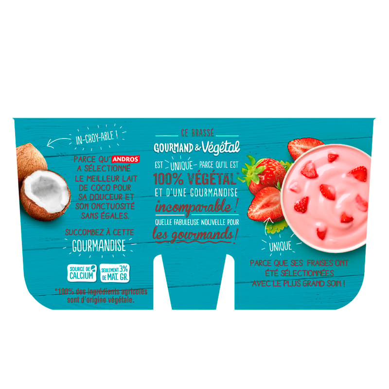 Andros Gourmandt & Végétal Strawberry Vegangurt (4x100g)