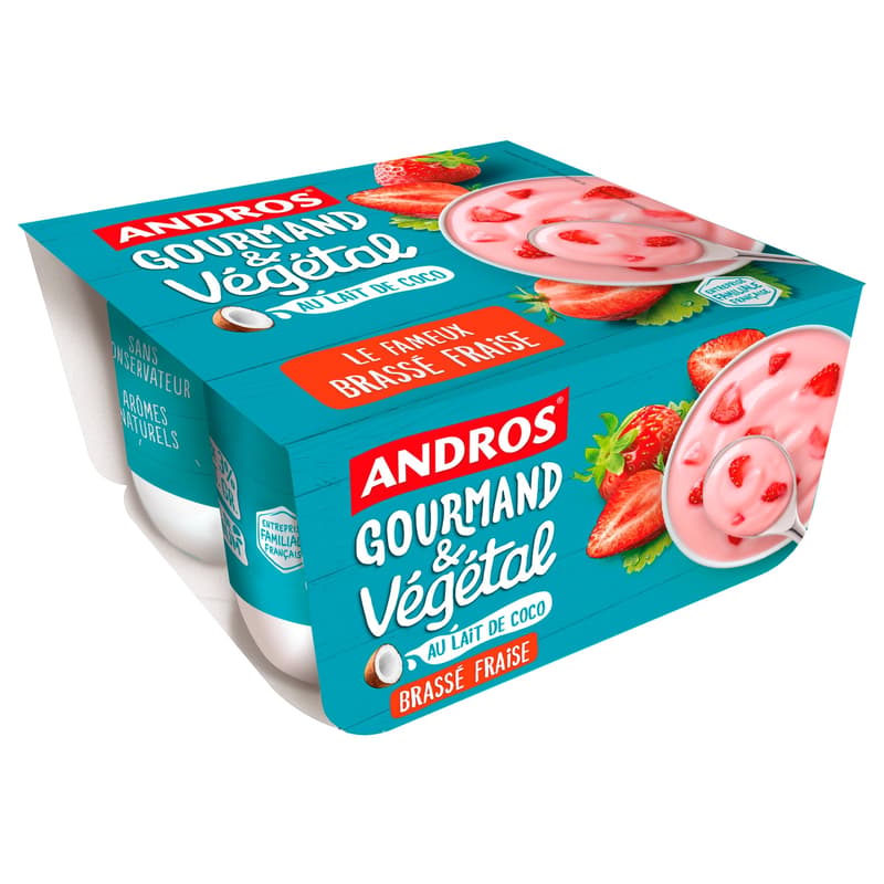 Andros Gourmandt & Végétal Strawberry Vegangurt (4x100g)