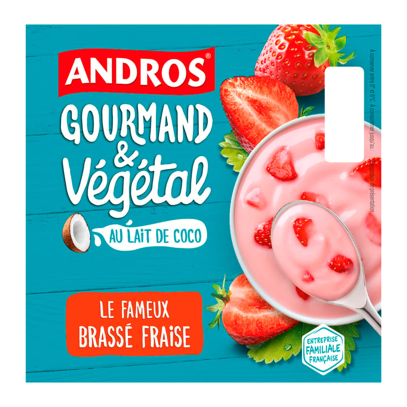 Andros Gourmandt & Végétal Strawberry Vegangurt (4x100g)