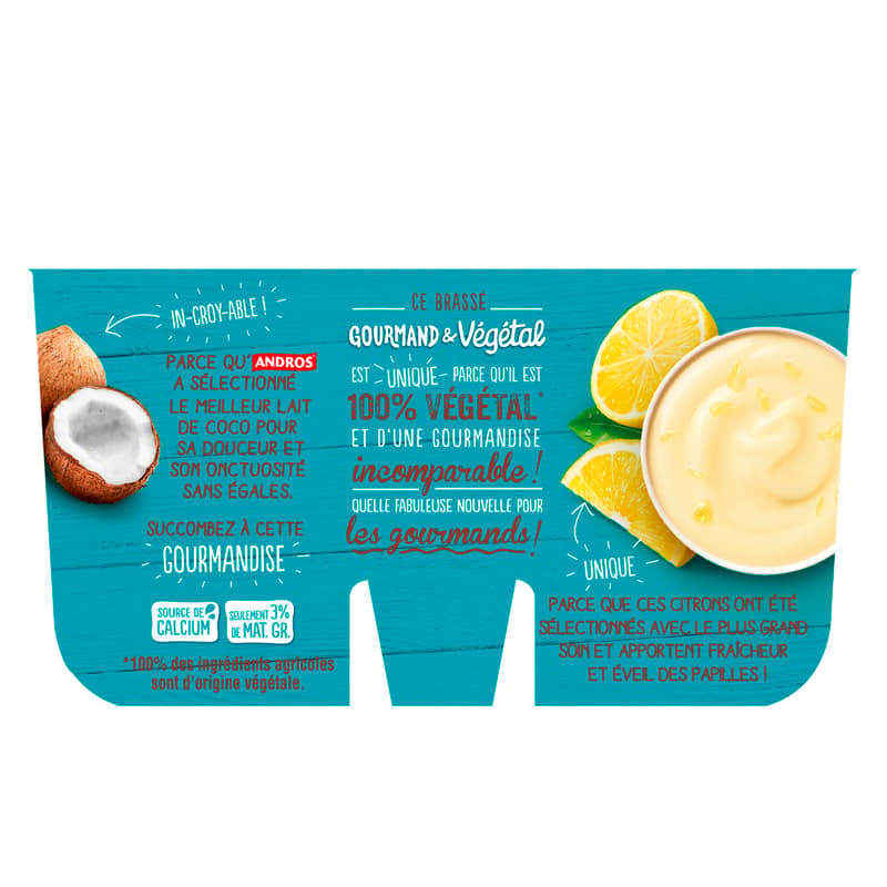 Andros Gourmandt & Végétal Lemon Vegangurt (4x100g)