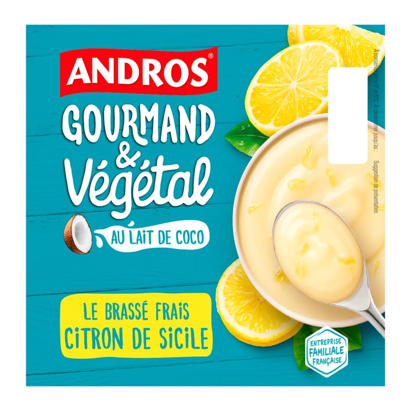 Andros Gourmandt & Végétal Lemon Vegangurt (4x100g)