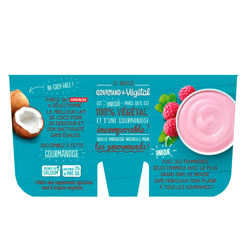 Andros Gourmandt & Végétal Raspberry Vegangurt (4x100g)