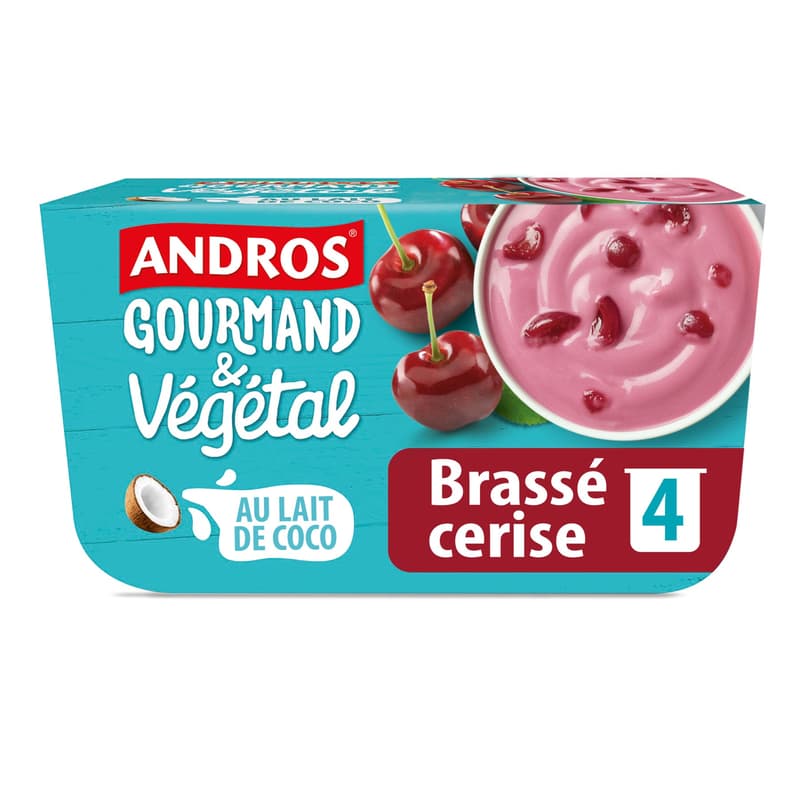 Andros Gourmandt & Végétal Sour Cherry Vegangurt (4x100g)