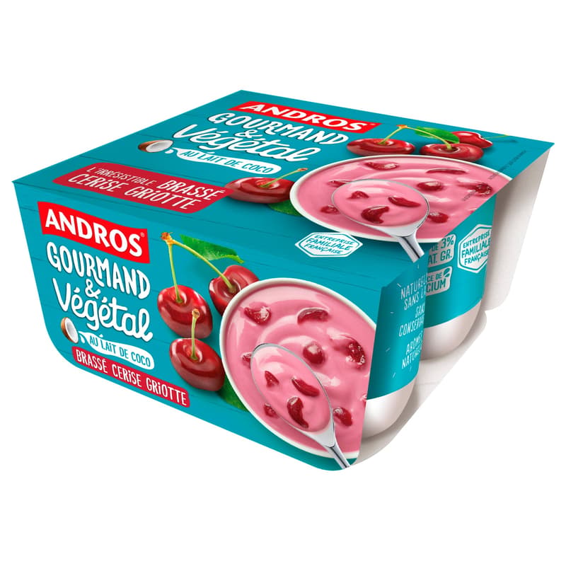 Andros Gourmandt & Végétal Sour Cherry Vegangurt (4x100g)