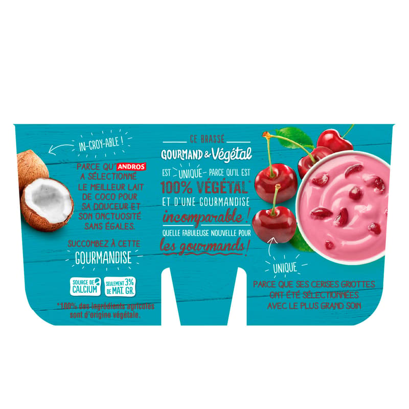 Andros Gourmandt & Végétal Sour Cherry Vegangurt (4x100g)