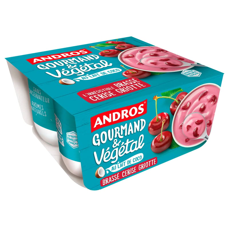 Andros Gourmandt & Végétal Sour Cherry Vegangurt (4x100g)