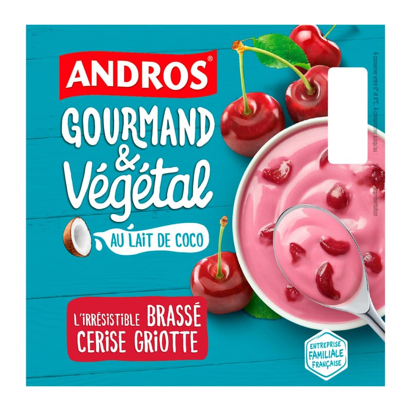 Andros Gourmandt & Végétal Sour Cherry Vegangurt (4x100g)