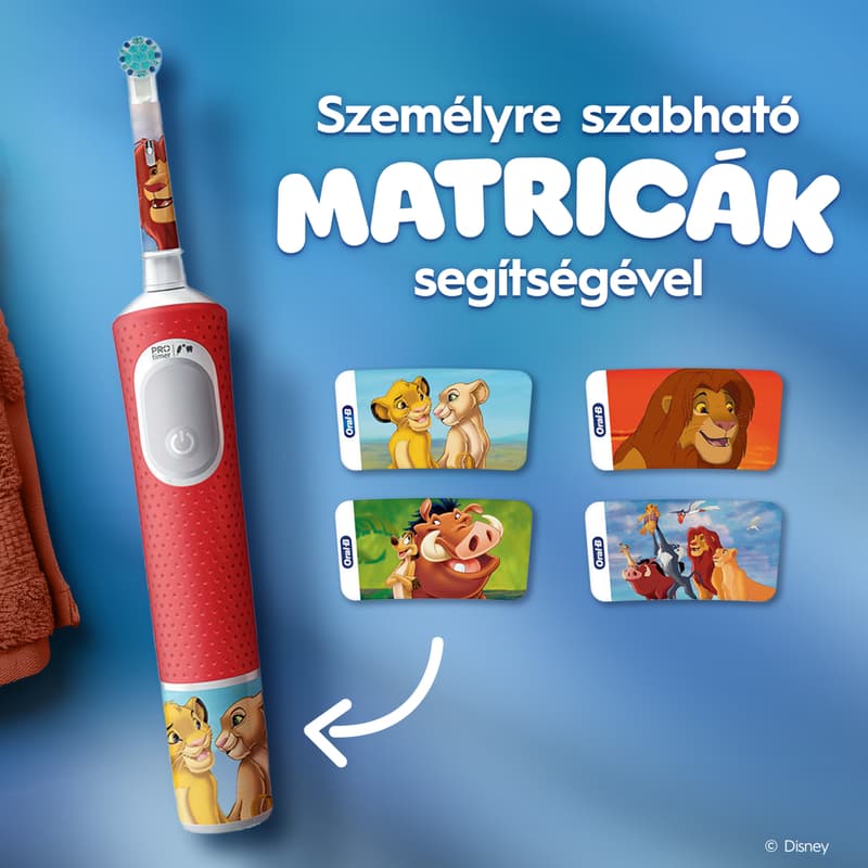 Oral-B Pro Kids Elektromos Fogkefe, Oroszlánkirály, Utazótokkal