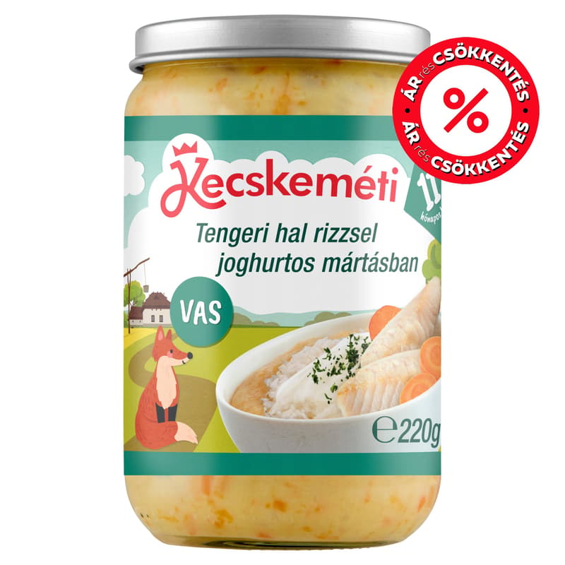Kecskeméti Sea fish with rice in yogurt sauce, from 11 months
