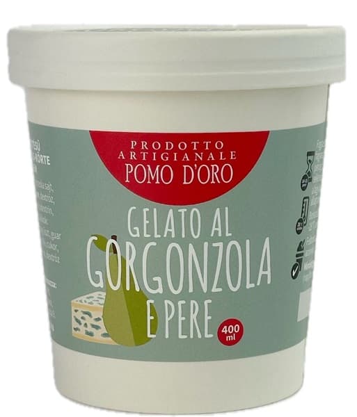 Pomo D'Oro Gelato alla gorgonzola e pera - Prodotto artigianale - Pomo D'Oro - házi készítésű gorgonzola-körte jégkrém