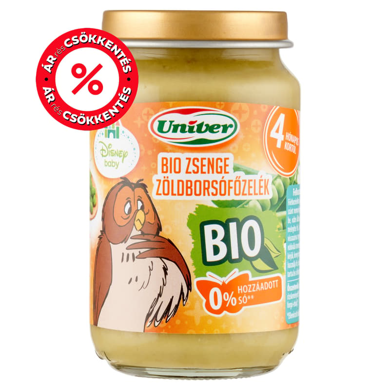 Univer Bio Zsenge Zöldborsófőzelék Bébiétel 4 hónapos kortól