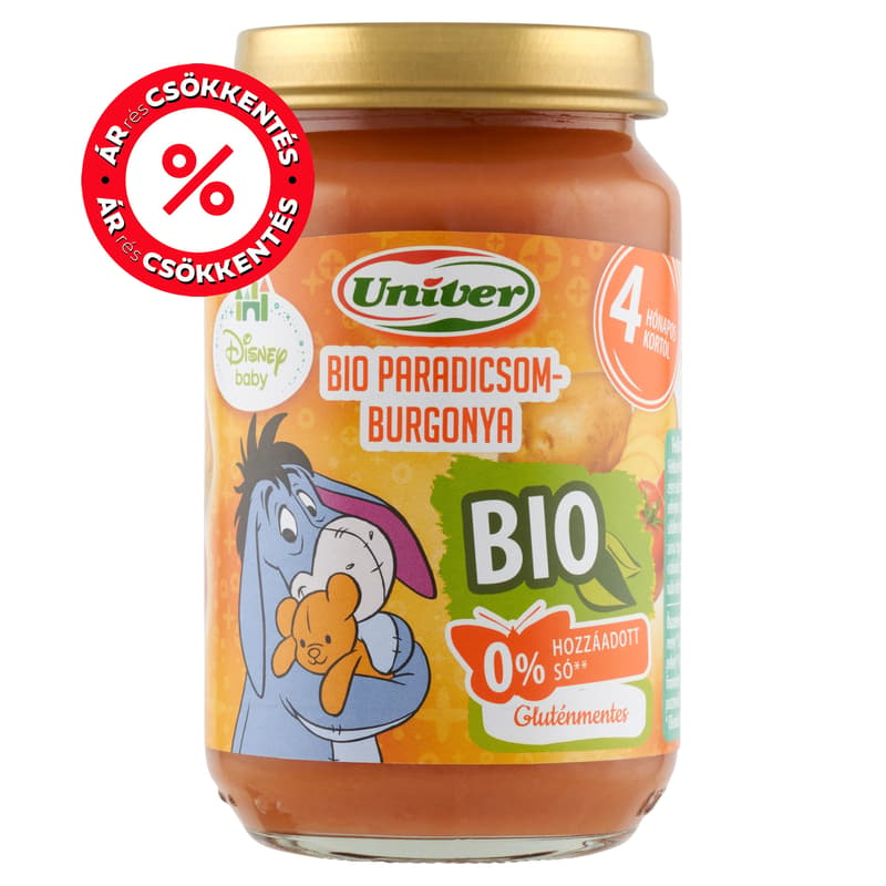 Univer Bio Paradicsom-burgonya Zöldségpüré Bébiétel 4 hónapos kortól