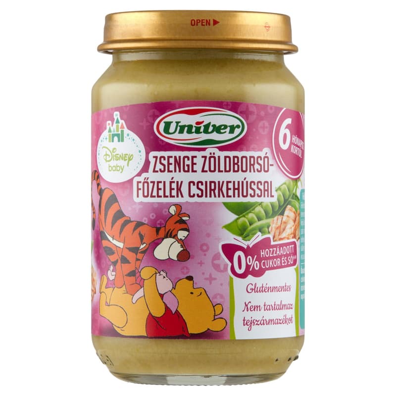 Univer Zsenge zöldborsófőzelék csirkehússal Bébiétel 6 hónapos kortól