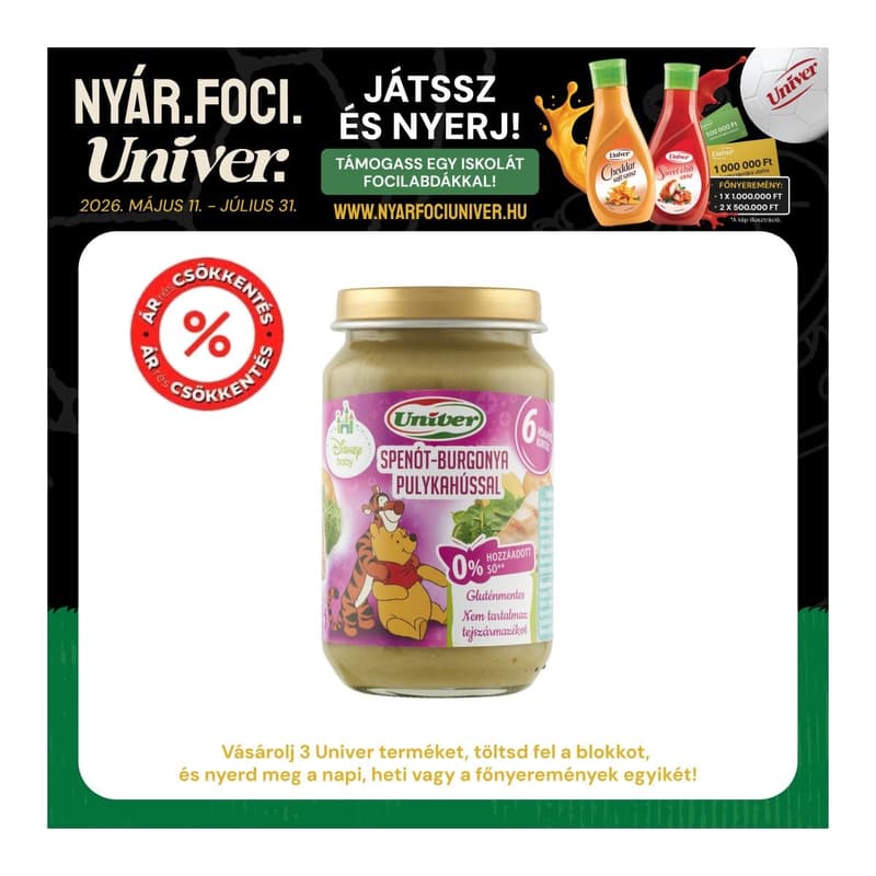 Univer Spenót-burgonya pulykahússal Bébiétel 6 hónapos kortól