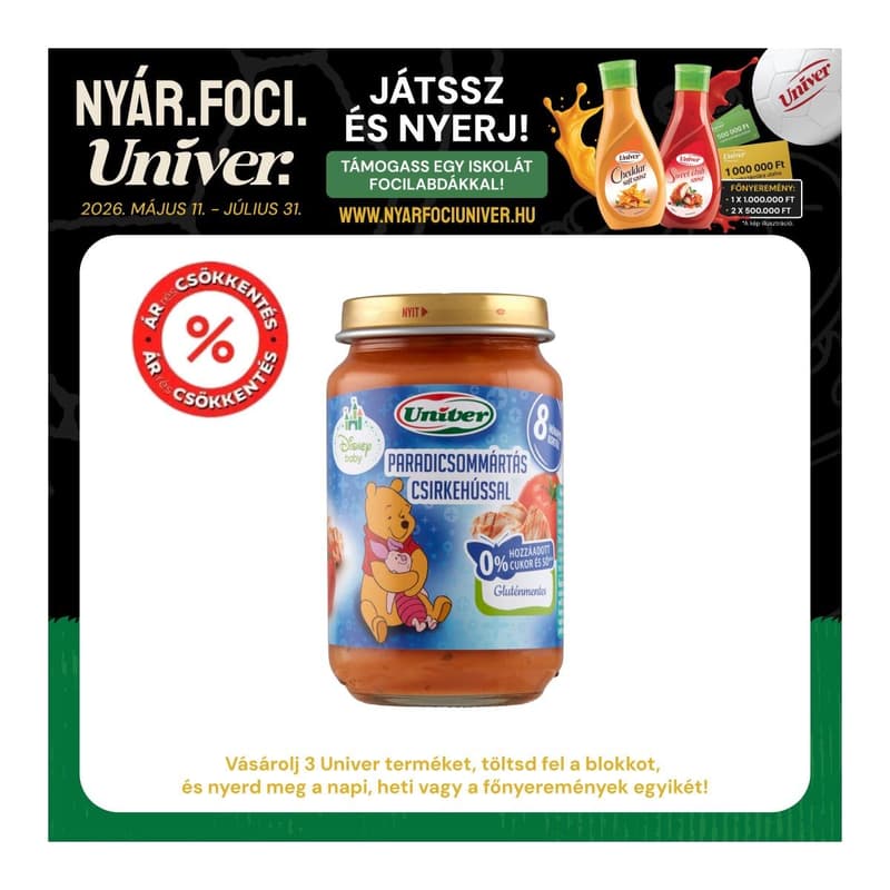 Univer Paradicsommártás csirkehússal Bébiétel 8 hónapos kortól