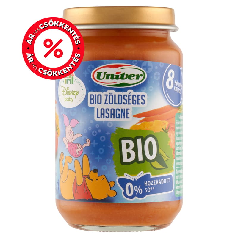 Univer Bio Zöldséges lasagne Bébiétel 8 hónapos kortól