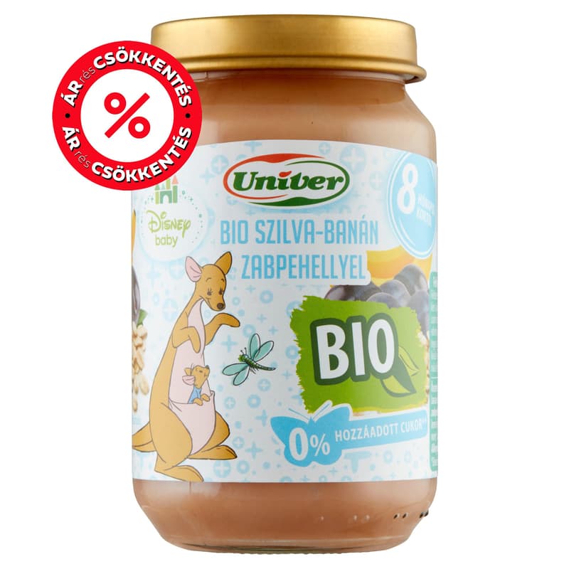 Univer Bio Szilva-banán zabpehellyel Bébidesszert 8 hónapos kortól