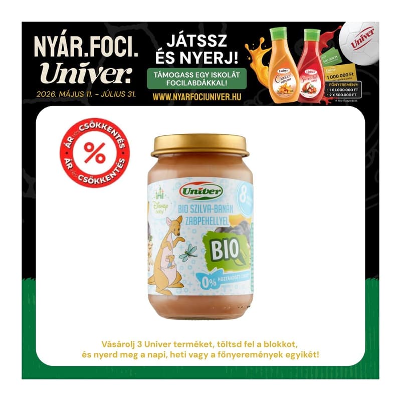 Univer Bio Szilva-banán zabpehellyel Bébidesszert 8 hónapos kortól
