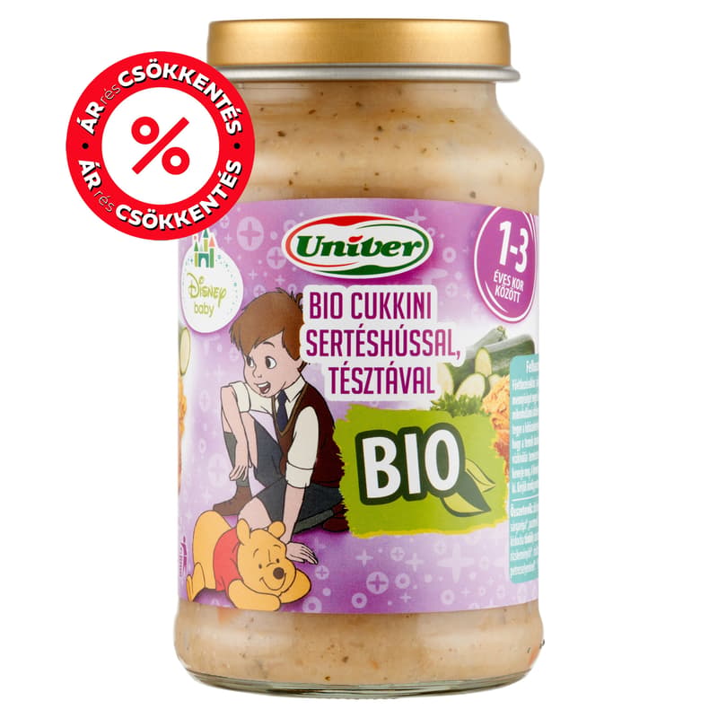 Univer Bio Cukkini sertéshússal, tésztával Bébiétel 12 hónapos kortól