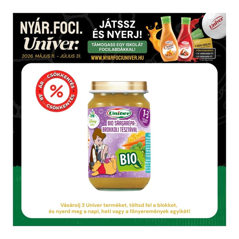 Univer Bio Sárgarépa-brokkoli tésztával Bébiétel 12 hónapos kortól