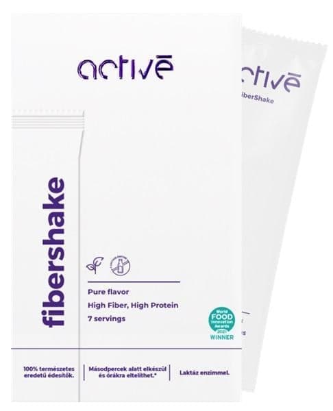 High protein shake powder with fiber, sugar and sweeteners. Unflavored