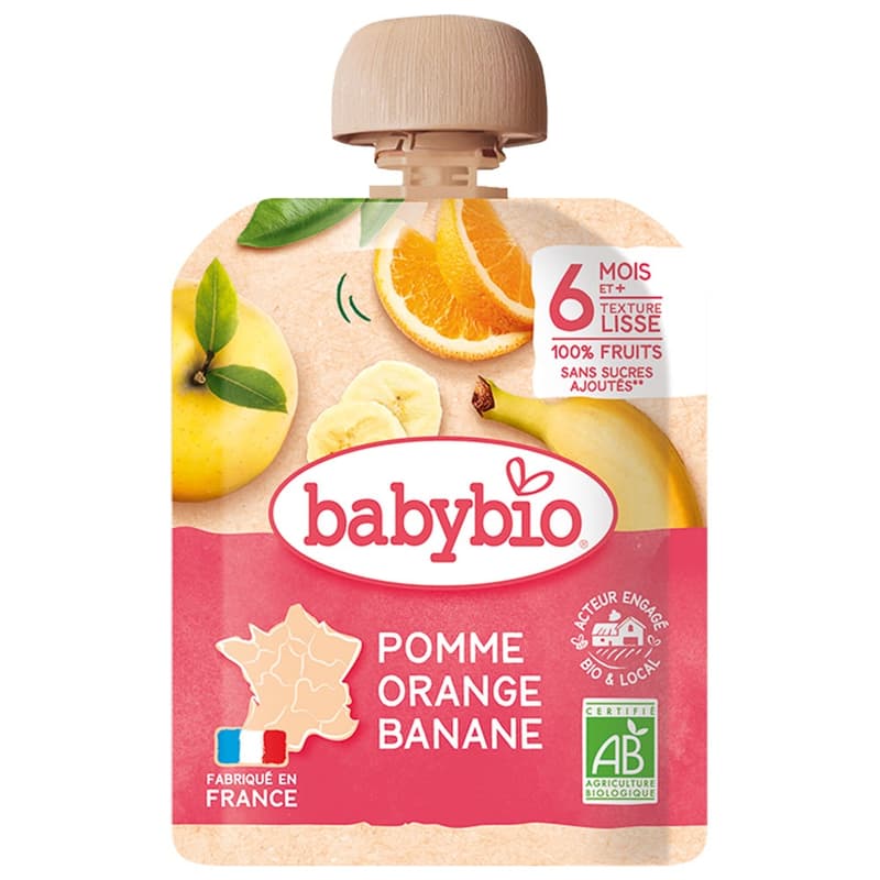 Babybio Apple Orange Banana pouch 90g 6m+