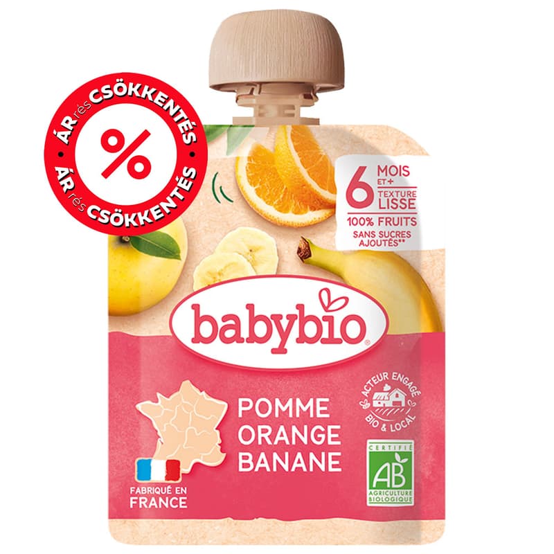 Babybio Apple Orange Banana pouch 90g 6m+